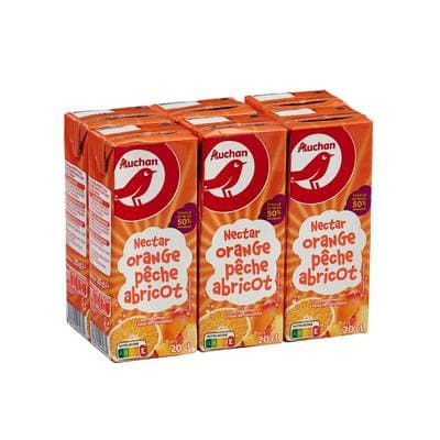 Auchan Nectar orange pêche abricot, 6x20cl