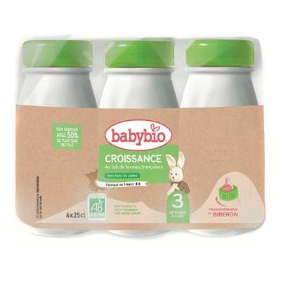 Babybio Lait de Croissance 3ème âge Liquide Bio Bébé Dès 10 mois, 6x25cl