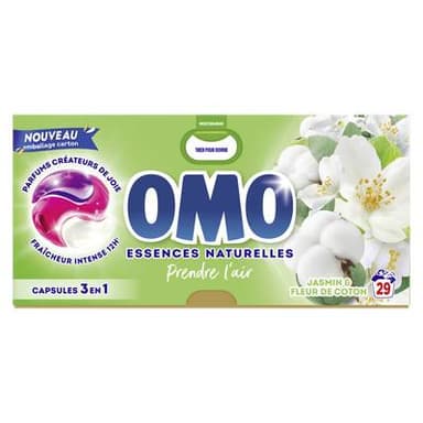 Omo Lessive capsules 3en1 jasmin et fleur de coton, 29 capsules