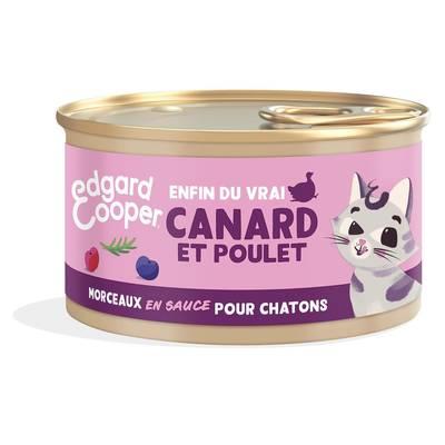 Edgard Cooper - Boîte Morceaux en sauce Canard et Poulet sans céréales pour Chaton