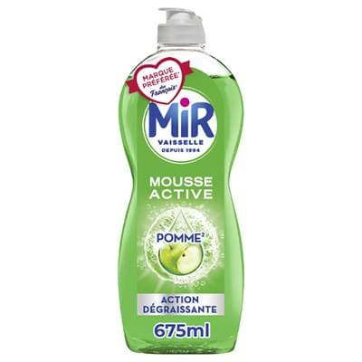 Mir Liquide Vaisselle Mousse Active Action Dégraissante Parfum Pomme, 675ml