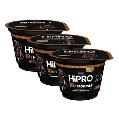 HiPRO Crème dessert protéinée chocolat, Lot de 3x180g