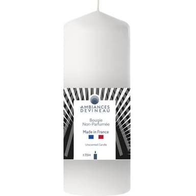 Ambiances Devineau Bougie cylindrique blanche, 70 h