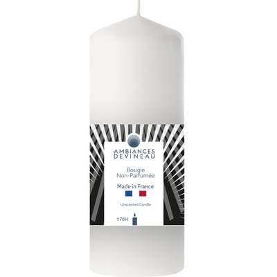 Ambiances Devineau Bougie cylindrique blanche, 70 h