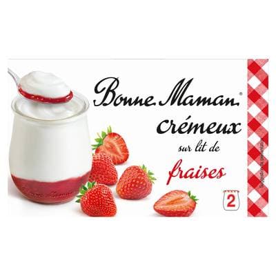Bonne Maman Yaourt sur lit de fraises, 2x125g