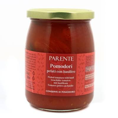 Parente Tomates pelées avec basilic, 550g