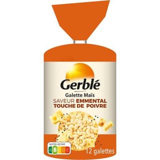 Gerblé Galette de Maïs saveur emmental touche de poivre, 123g
