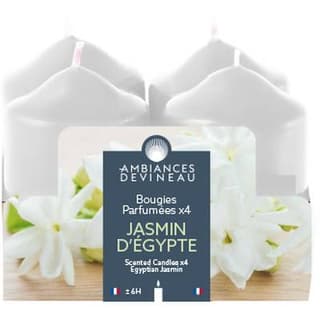 Ambiances Devineau 4 bougies parfum Jasmin d'Egypte, 5,6 cm