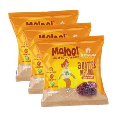 Brousse & Fils Majool, les dattes Medjoul nomade, Lot de 3x50g