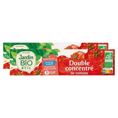 Jardin Bio Etic Double concentré de tomate Bio Sans sel ajouté, Lot de 2x200g