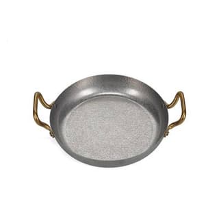 Collection Serve Plat à servir 24 x H 5 cm avec poignée dorée martelée argent antique Serve, 1 pièce