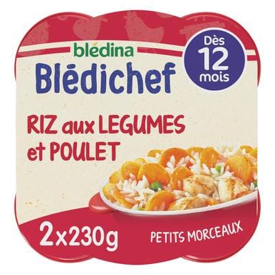 Blédina - Blédi'chef Riz aux Légumes et Poulet Assiette Bébé Dès 12 mois, 2x230g