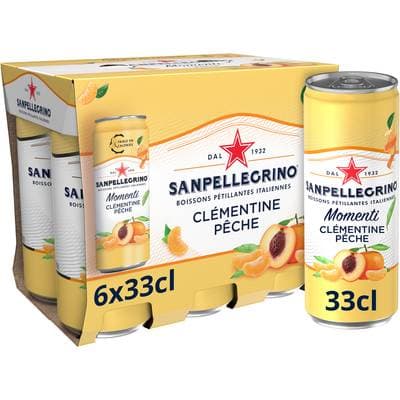 San Pellegrino Boisson pétillante au jus de clémentine et de pêche, 6x33cl