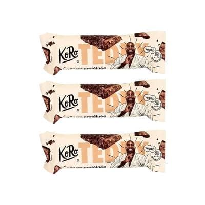 Koro Barre protéinée vegan au chocolat brownie Teddy Riner, Lot de 3x55g