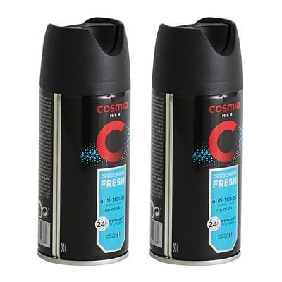 COSMIA MEN Déodorant spray homme fraîcheur 24h anti-traces, Lot de 2x150ml