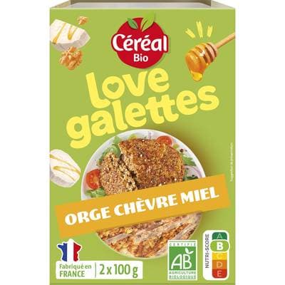 Céréal Bio Galettes céréales, orge, chèvre et miel bio, 2x100g