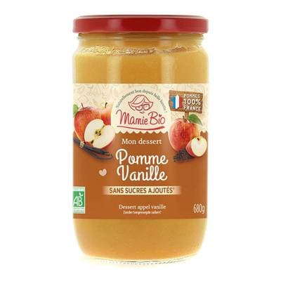 Mamie Bio Purée de pomme vanille bio, sans sucres ajoutés, 680g