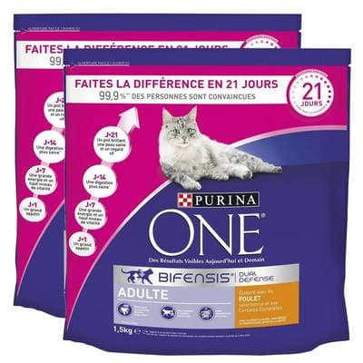Purina - One Croquettes Poulet pour chat adulte, Lot de 2x1.5kg