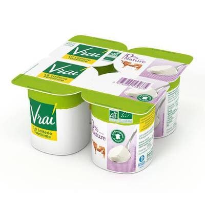 Vrai Yaourt Nature  0% bio, 4x125g