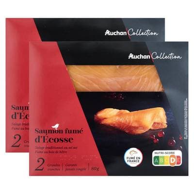 Auchan Collection Saumon Fumé d'ecosse, Lot de 2x2 tranches - 80g