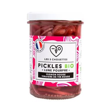 Les 3 Chouettes Pickles Oignon Rouge Bio, 210g