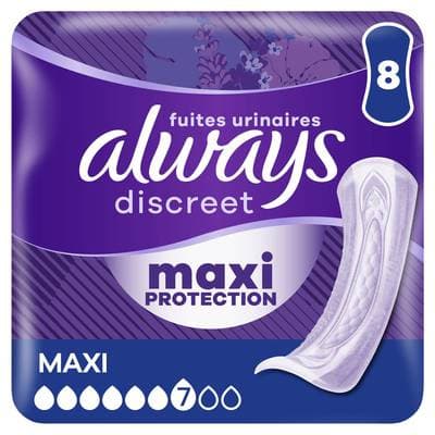 Always Discreet Serviettes pour Fuites Urinaires Maxi Protection, 8 Serviettes