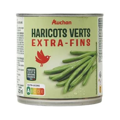 Auchan Haricots verts extra-fins, 220g
