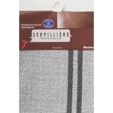 Auchan Serpillière coton en textile bouclé 50x60cm, 1 serpillère