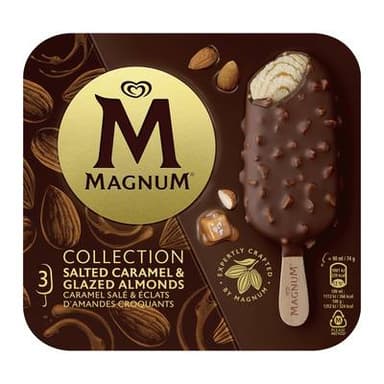 Magnum Bâtonnets Caramel salé amandes, 3 bâtonnets - 222g