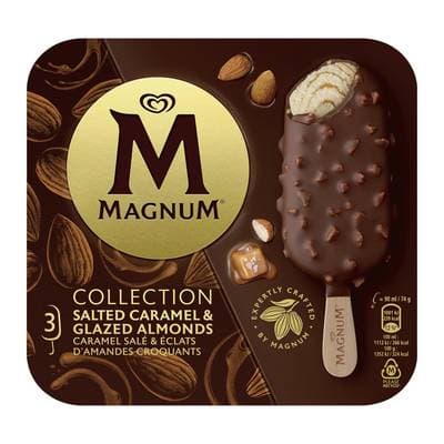 Magnum Bâtonnets Caramel salé amandes, 3 bâtonnets - 222g