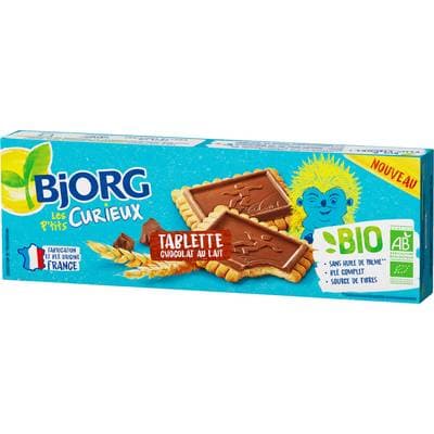 Bjorg - Les Petits Curieux Biscuits Tablette Chocolat au Lait Bio, 126g