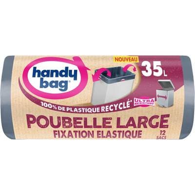 Handy Bag Sacs poubelle fixation élastique 35l, 12 sacs poubelles