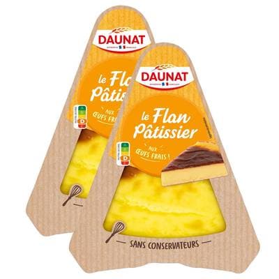 DAUNAT Flan pâtissier aux oeufs frais, Lot de 2x120g