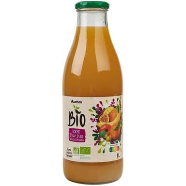 Auchan BIO Pur jus multifruits bio sans sucres ajoutés, 1L