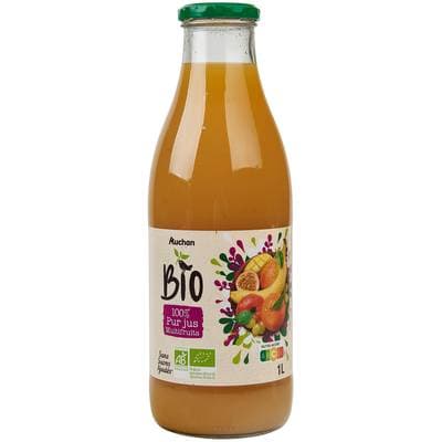 Auchan BIO Pur jus multifruits bio sans sucres ajoutés, 1L