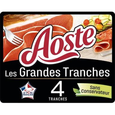 Aoste Jambon Sec Traditionnel, Les Grandes Tranches, 4 tranches - 100g