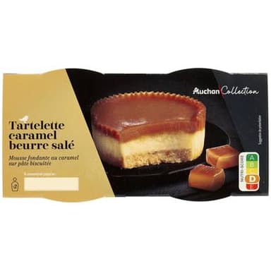 Auchan Collection Tarte au caramel au lait beurre salé, 2x80g