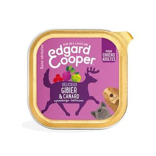 Edgard Cooper Barquette Gibier et Canard sans céréales pour Chien adulte, 100g