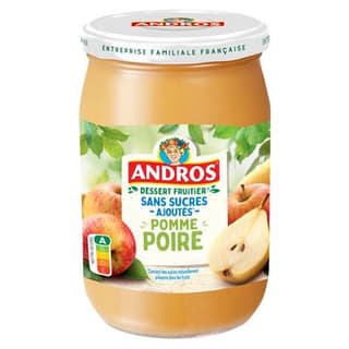 Andros Compote Sans Sucre Ajouté Pomme Poire, 650g