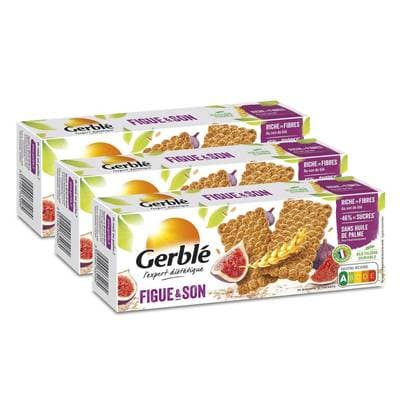 Gerblé Fibres 25 Biscuits figues et son -46% de sucres en moins, Lot de 3x210g