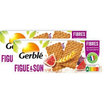 Gerblé Fibres 25 Biscuits figues et son -46% de sucres en moins, Lot de 3x210g