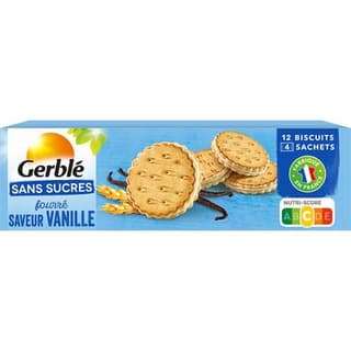 Gerblé Sans Sucres 12 Fourrés Saveur Vanille Sans Sucre, 185g