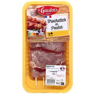 Le Gaulois Brochettes de poulet, 4 brochettes - 380g