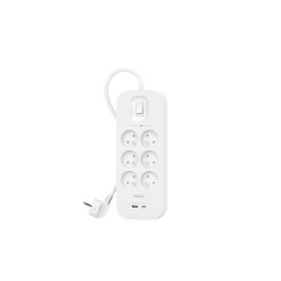 0745883855575 - Belkin - Multiprise parafoudre 6 prises avec ports USB-C et USB-A