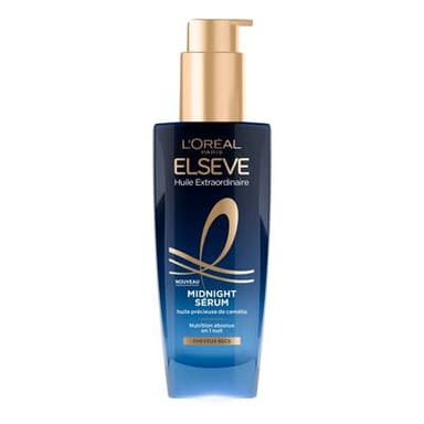 Elsève Soin cheveux Sérum Huile Précieuse Camélia Cheveux Secs et Abîmés Sans Rinçage Midnight, 100ml