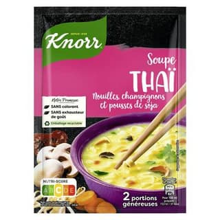 Knorr Soupe Thaï- Nouilles, Champignons et pousses de soja déshydratée, 69g