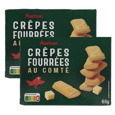 Auchan Crêpes apéritif fourrées au comté, Lot de 2x65g