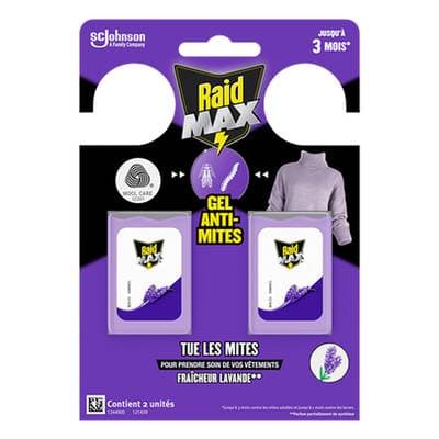 Raid Max Gel anti-mites lavandes, 2 pièces