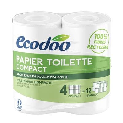 Ecodoo Papier toilette 100% fibres recyclées, 4 rouleaux