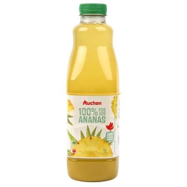 Auchan Pur jus d'ananas sans sucres ajoutés, 1L